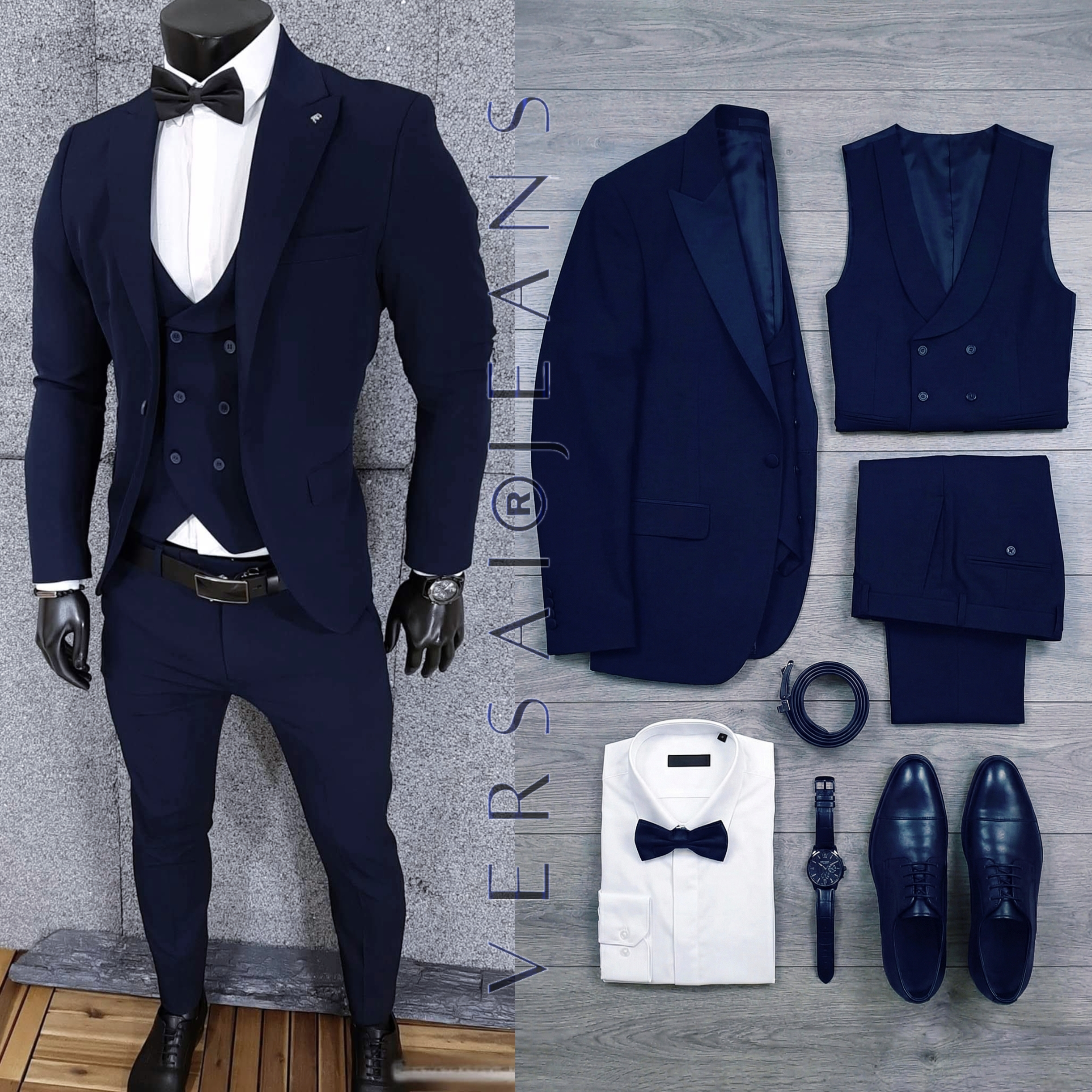 tmavě modrý oblek Versai